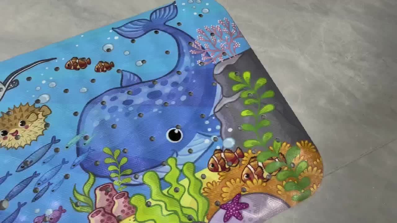 Soft Grip Bath Mat for Kids with Suction Cups