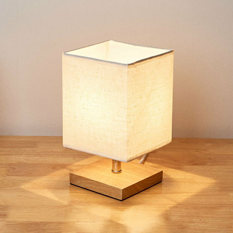 Simple Wood Table Lamp with Natural Linen Shade - Fesara