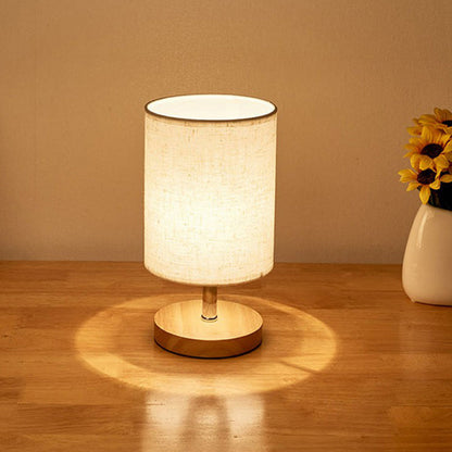 Simple Wood Table Lamp with Natural Linen Shade