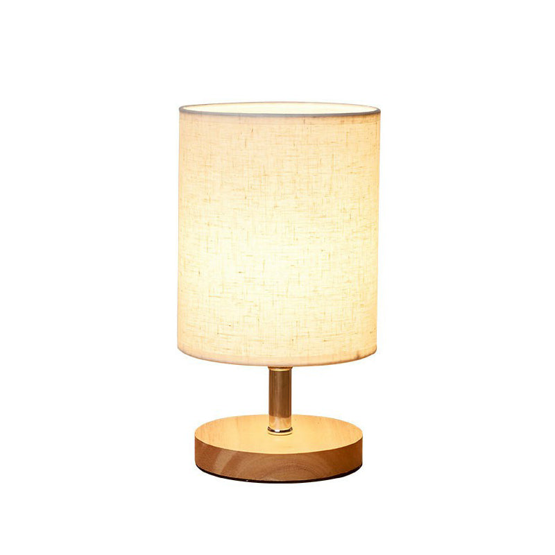 Simple Wood Table Lamp with Natural Linen Shade