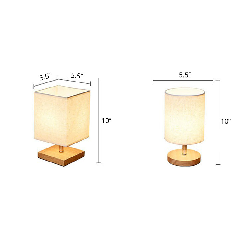 Simple Wood Table Lamp with Natural Linen Shade