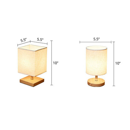 Simple Wood Table Lamp with Natural Linen Shade