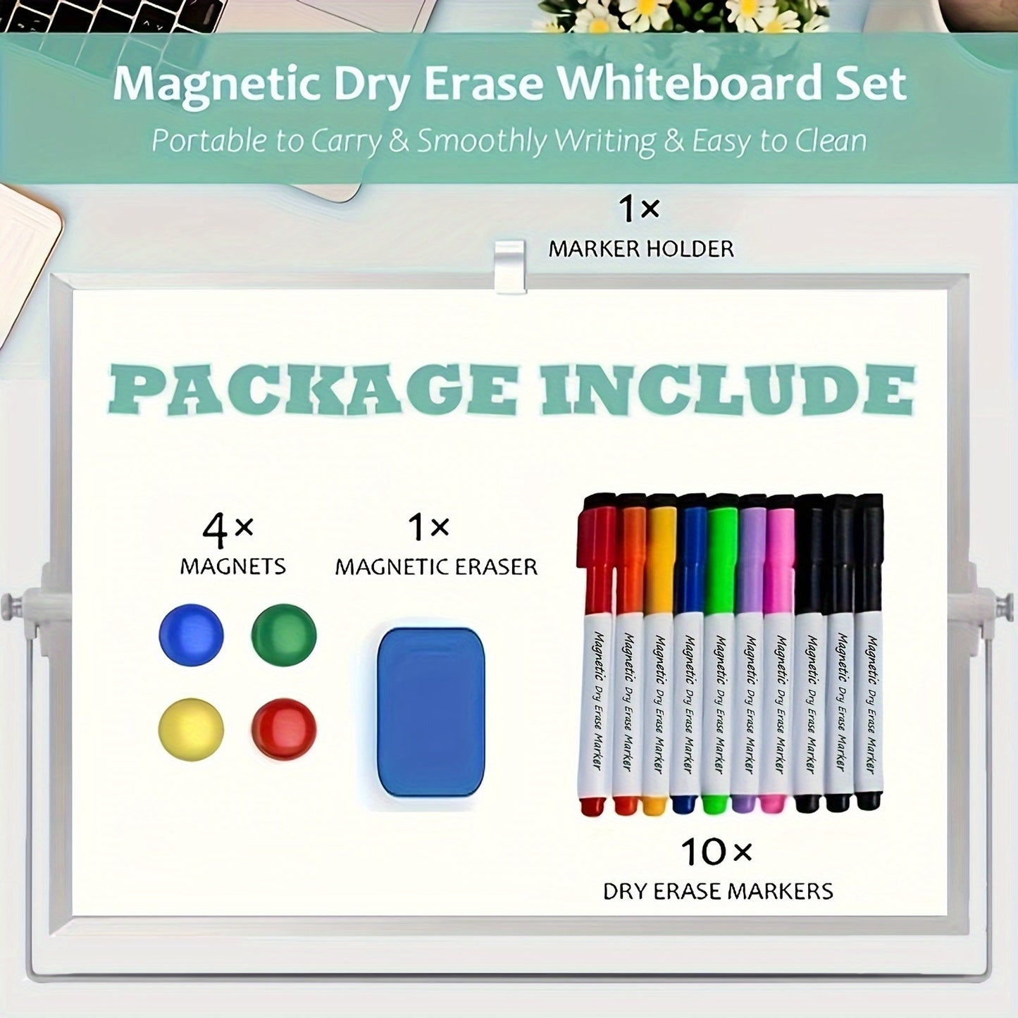 Double Sided Magnetic Whiteboard for Home and Office