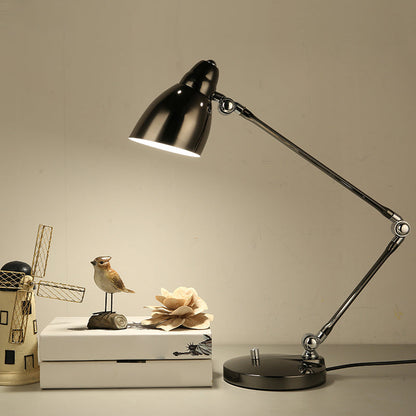 Metal Adjustable Desk Lamp with Round Clock Shade