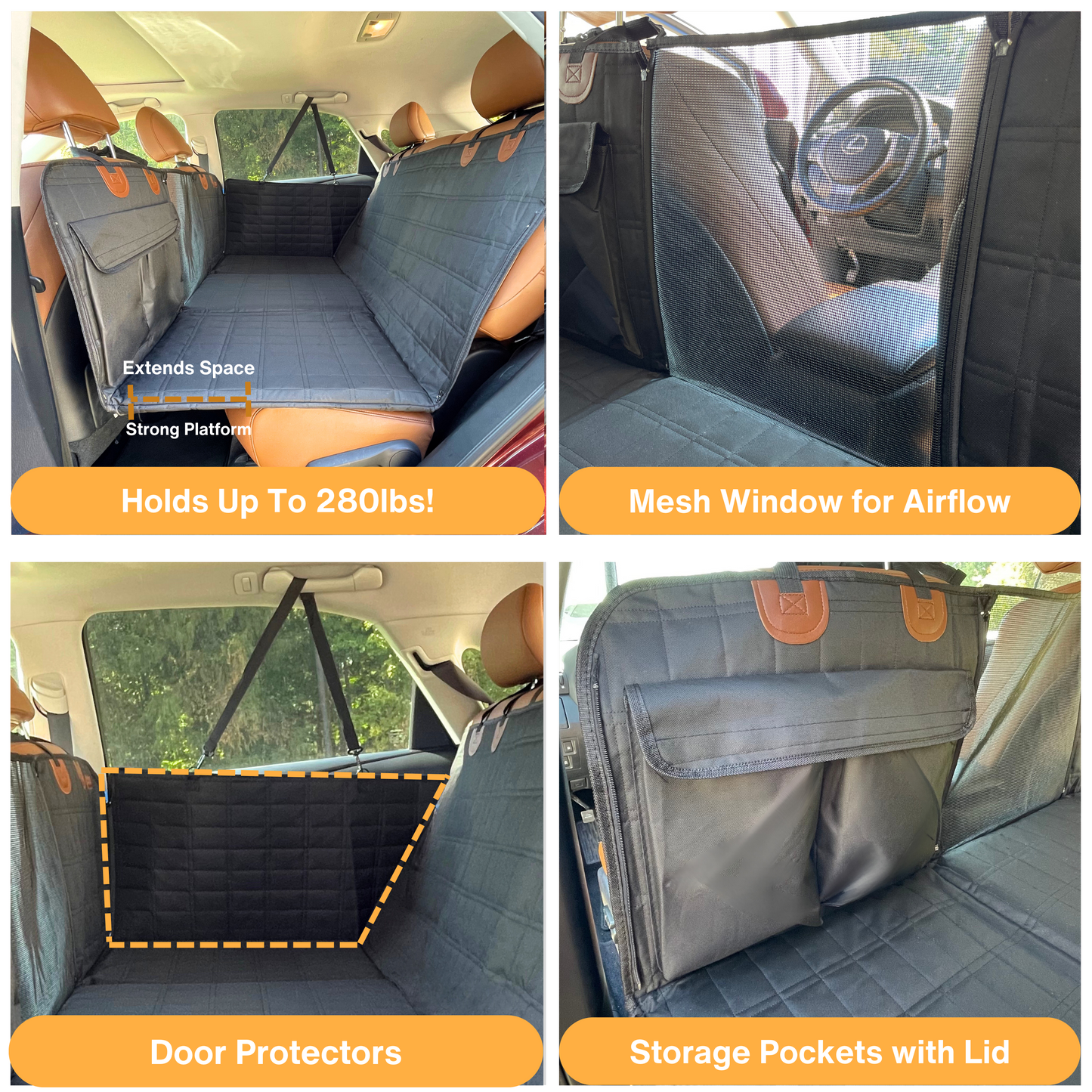 Pet Car Back Seat Extender with Door Protectors