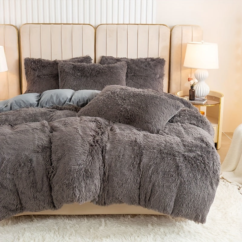 Cozy Fesara Plush Duvet Cover Set with Zipper
