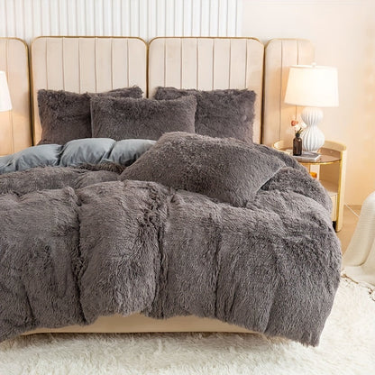 Cozy Fesara Plush Duvet Cover Set with Zipper