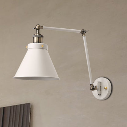 Modern Metal Swing Arm Wall Lamp Black White Finish