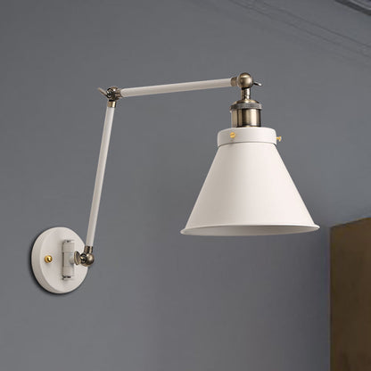Modern Metal Swing Arm Wall Lamp Black White Finish