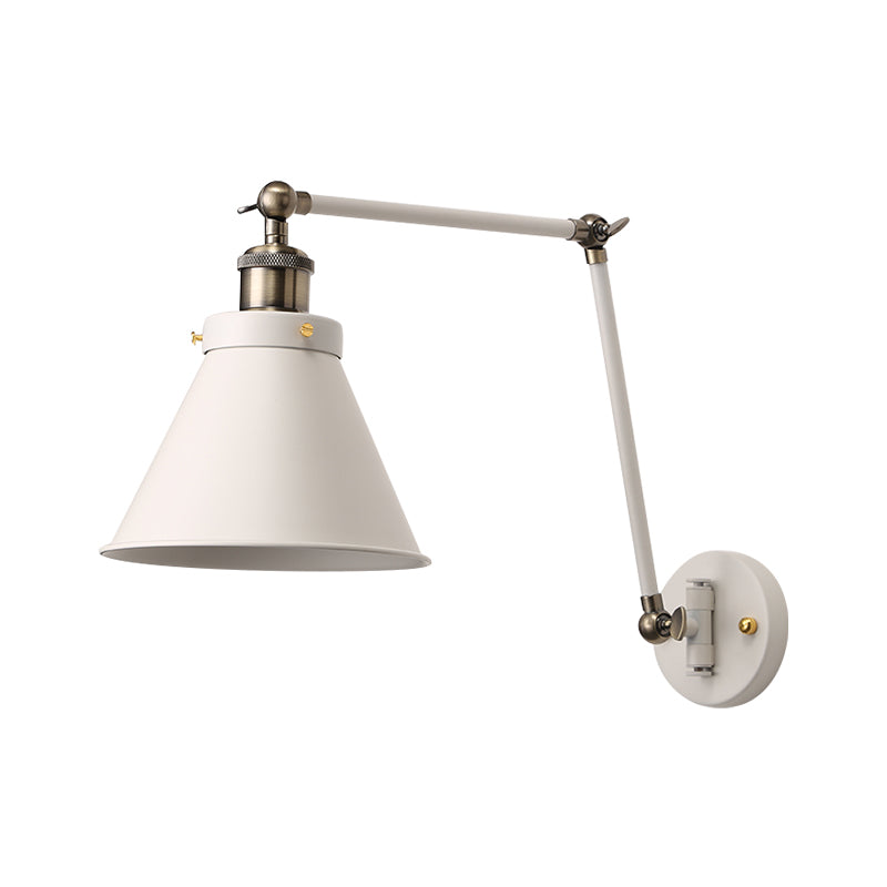 Modern Metal Swing Arm Wall Lamp Black White Finish