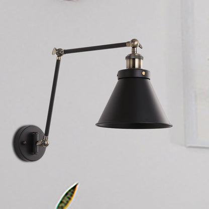 Modern Metal Swing Arm Wall Lamp Black White Finish