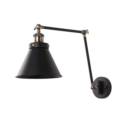 Modern Metal Swing Arm Wall Lamp Black White Finish