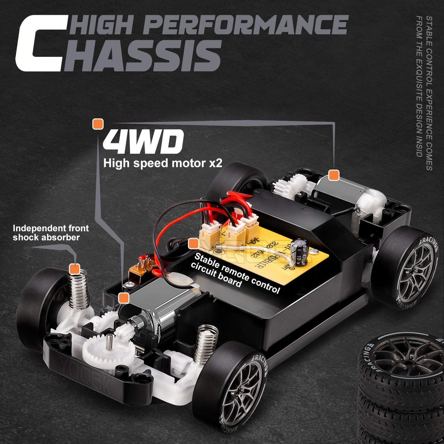 Fast Rechargeable 4WD RC Drift Car with LED Lights