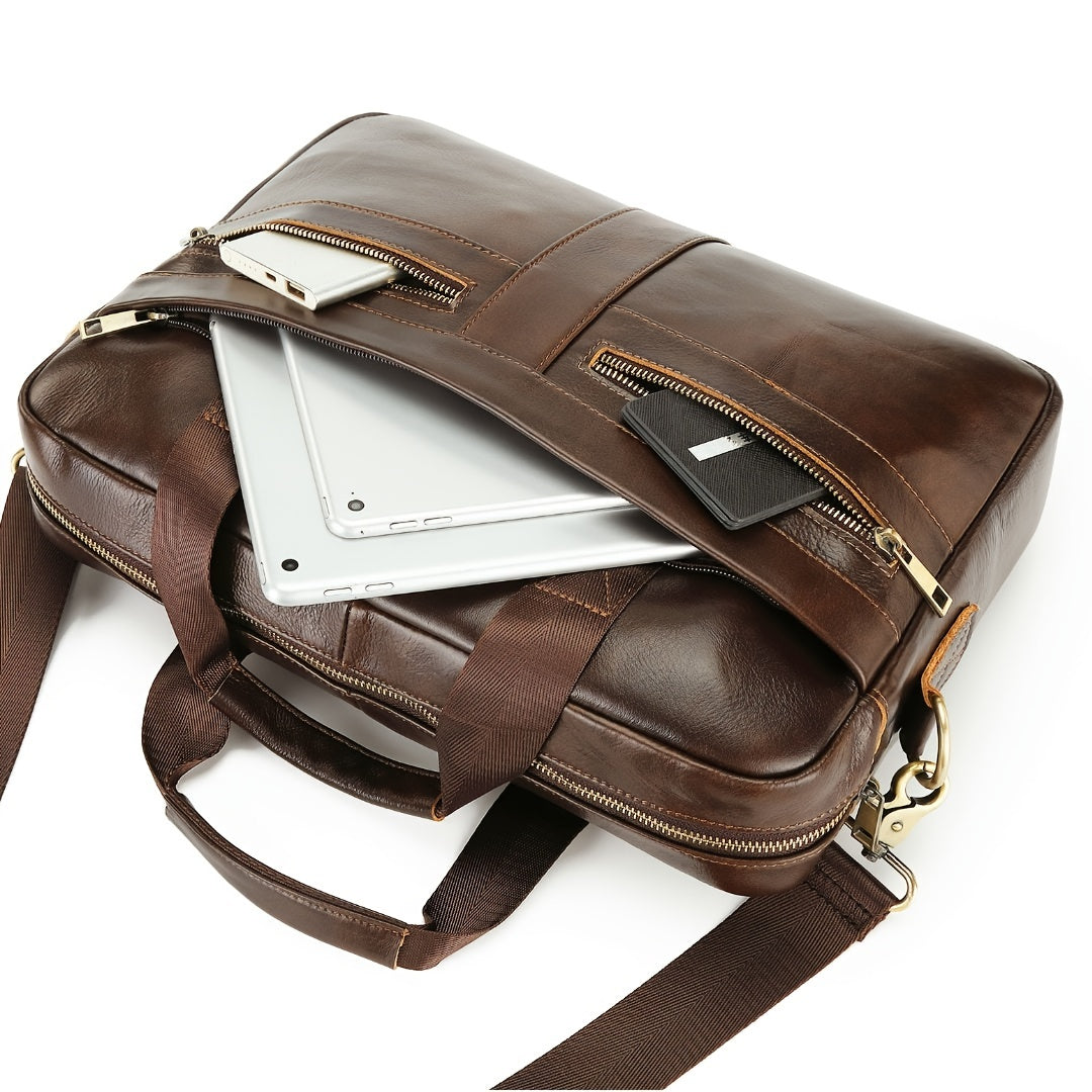 Authentic Leather Mens Crossbody Bag - Adjustable Strap