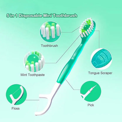 Portable 5-in-1 Travel Toothbrush Kit