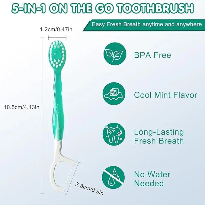 Portable 5-in-1 Travel Toothbrush Kit