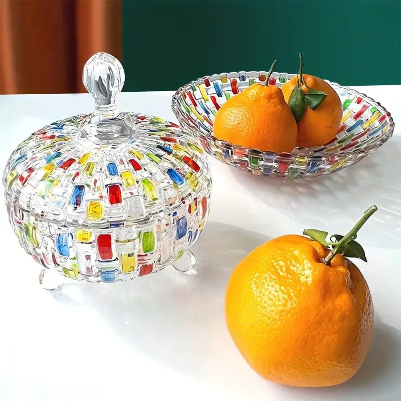 Vibrant Glass Candy Container with Lid