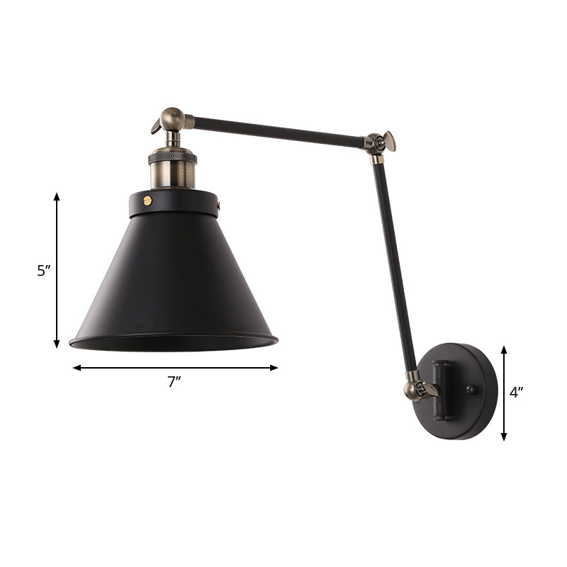 Modern Metal Swing Arm Wall Lamp Black White Finish