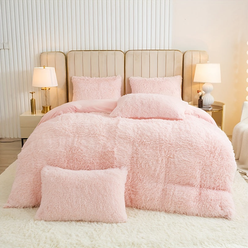Cozy Fesara Plush Duvet Cover Set with Zipper
