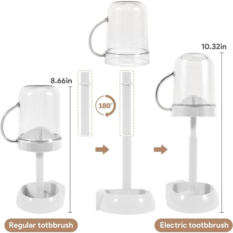 Bathroom Toothbrush Holder with Lid & Rinse Cup
