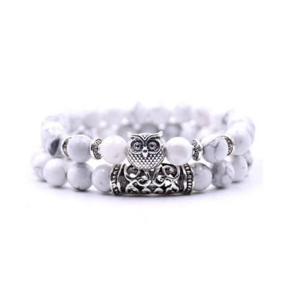 Boho Owl Beaded Stone Wristband