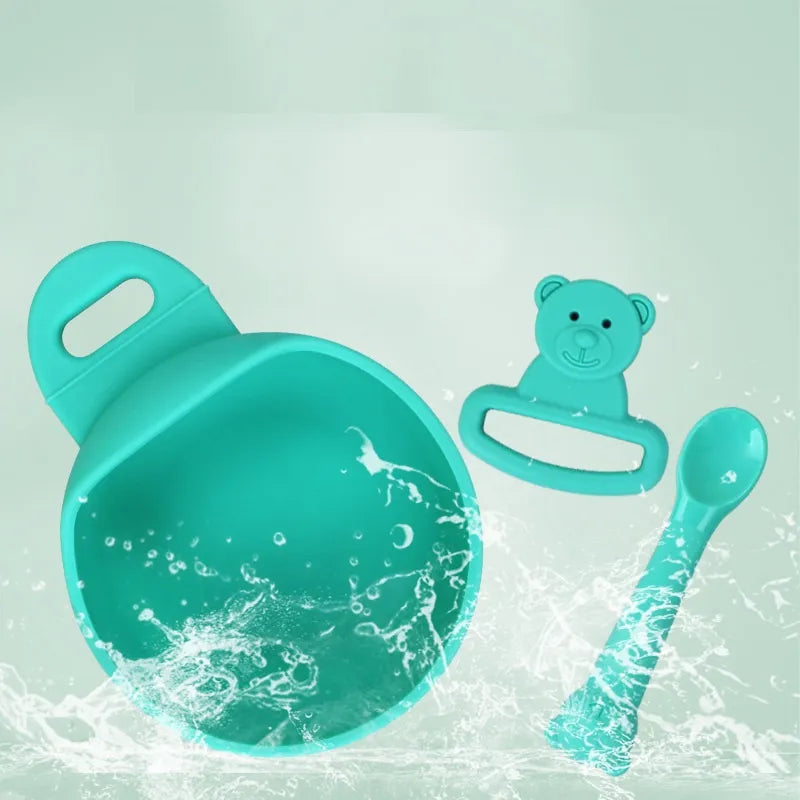 Soft Silicone Baby Feeding Bowl Set with Spoon