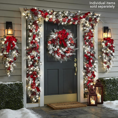 Wireless Pre-Lit Christmas Garland with LED Lights & Timer