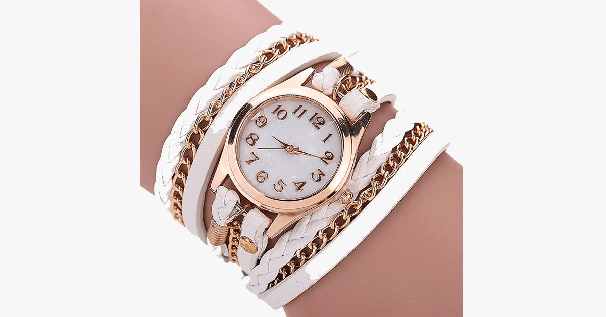 Fashion Gold Quartz Watch with Colorful Straps - Fesara