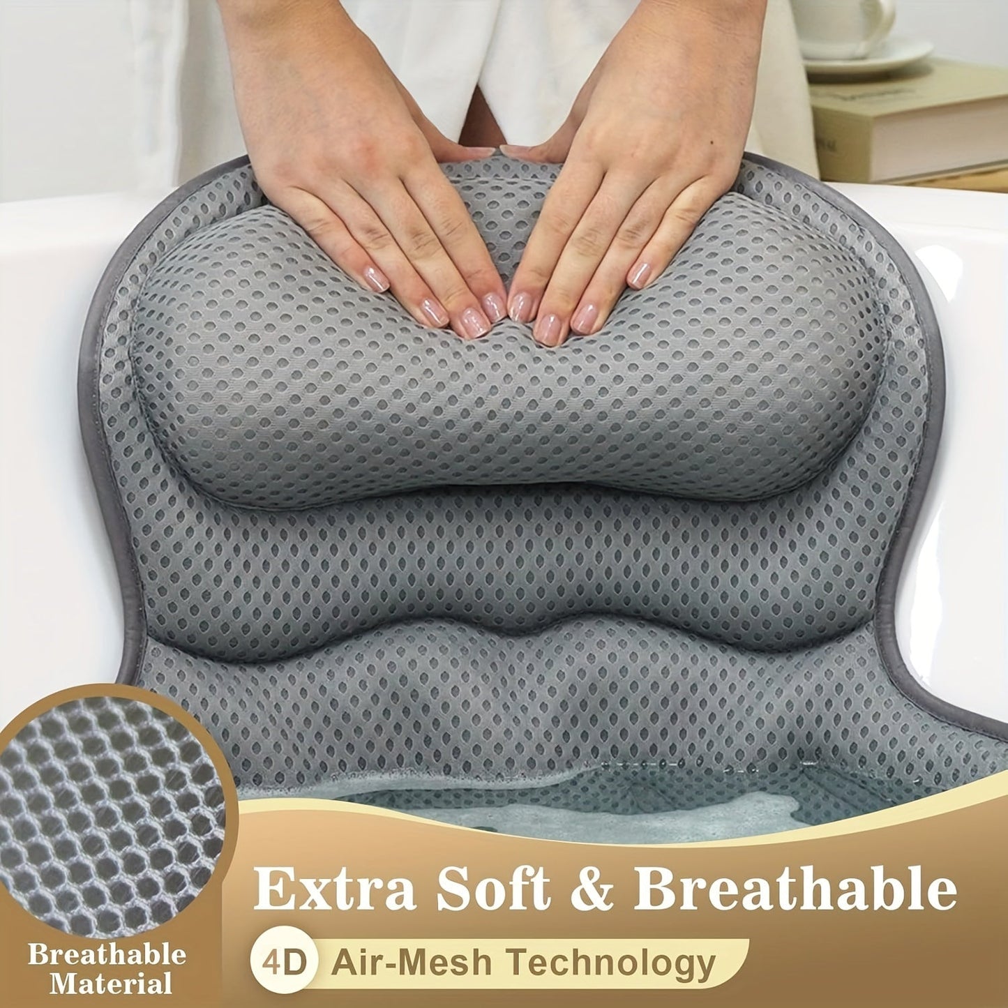 Soft Bath Pillow with Neck and Back Support