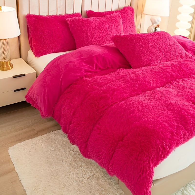 Cozy Fesara Plush Duvet Cover Set with Zipper