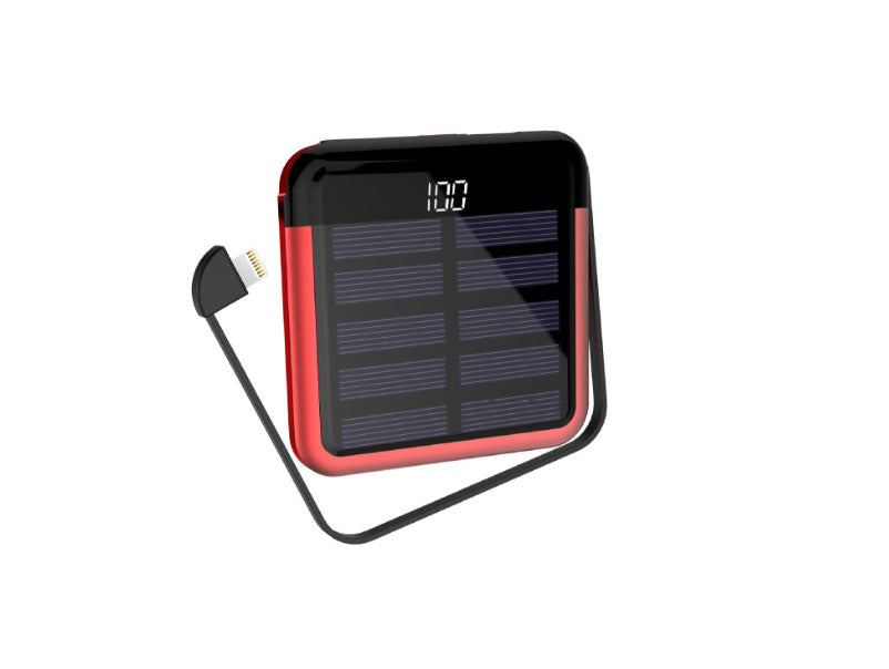 Compact Portable Solar Charger with Hidden Cable