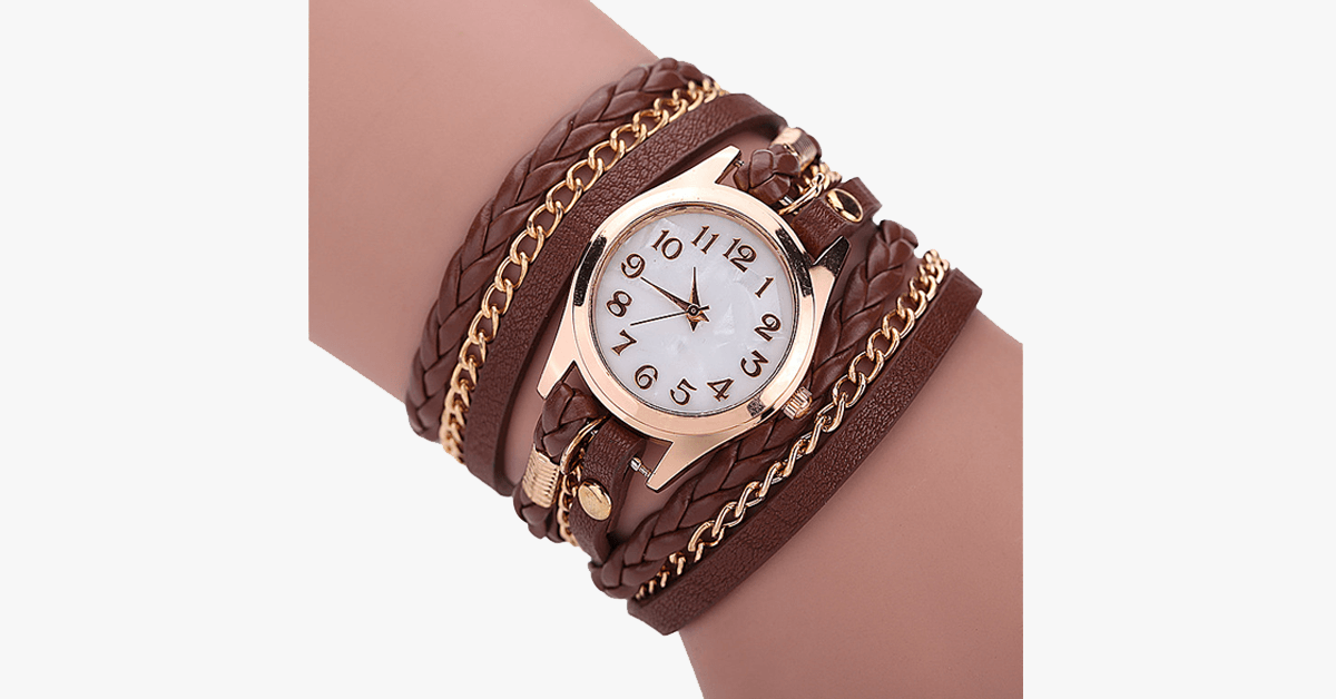 Fashion Gold Quartz Watch with Colorful Straps