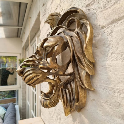 Stylish Lion Head Metal Wall Decor - Fesara