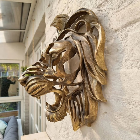 Stylish Lion Head Metal Wall Decor - Fesara