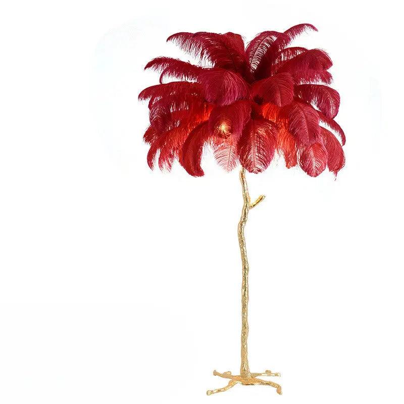 Tall Natural Feather Floor Lamp