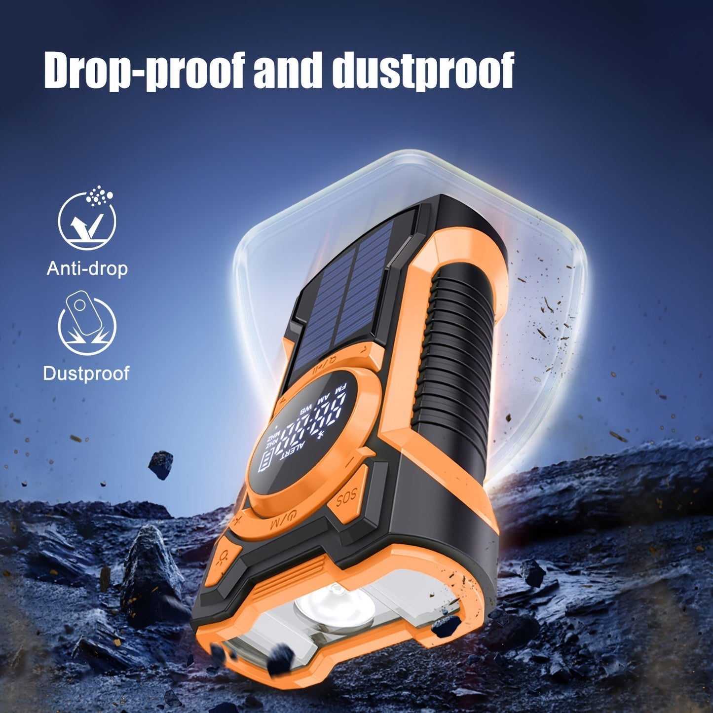 All-in-One Emergency Radio with Hand Crank, Solar Panel, Flashlight & USB Charger – Ideal for Camping and Outdoor Use-4
