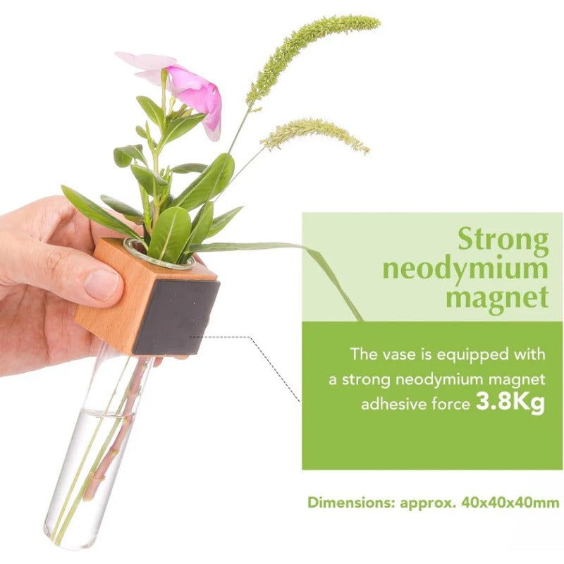 Small Wooden Magnetic Vase Wall Decoration - Fesara