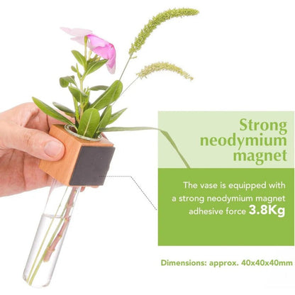 Small Wooden Magnetic Vase Wall Decoration - Fesara