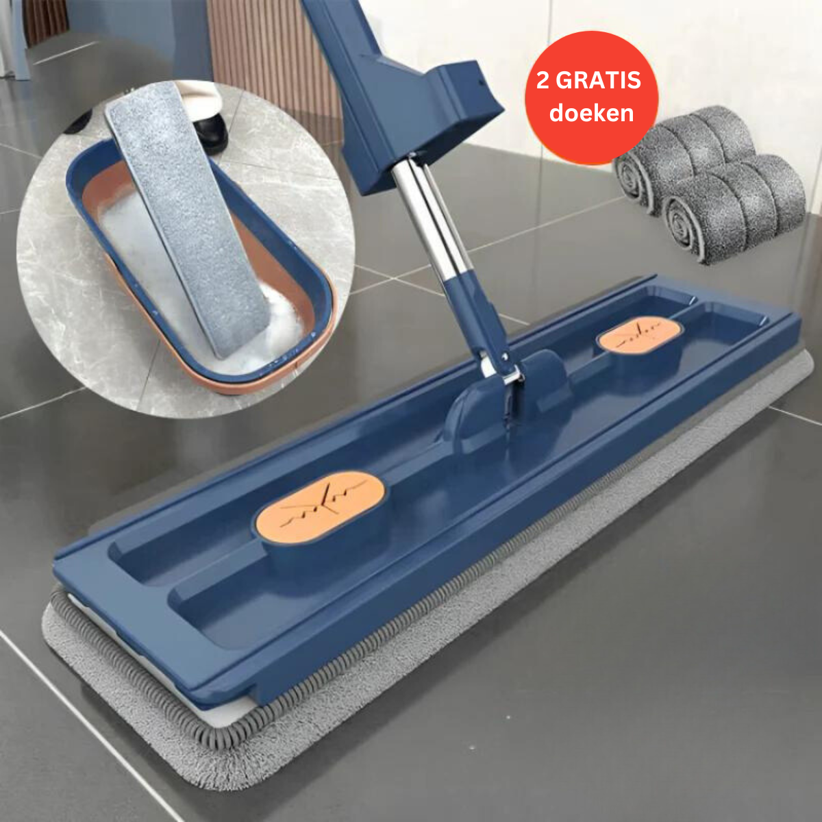 3-in-1 Mop with 2 Free Microfiber Cloths - Fesara
