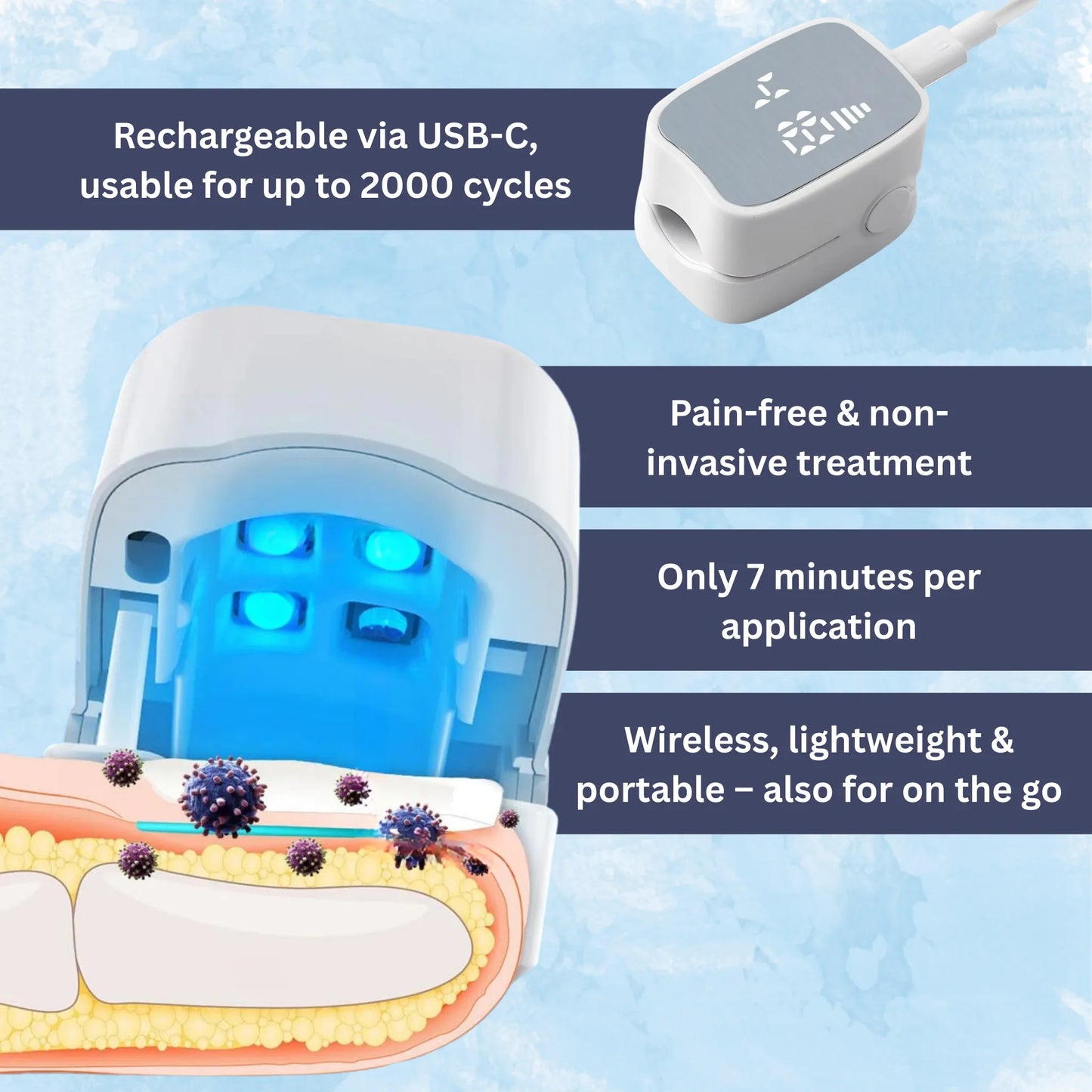 Compact Home Nail Fungus Removal Laser Device