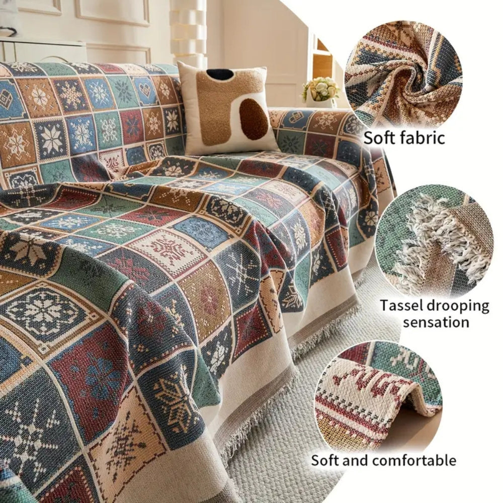 Cozy Knit Bohemian Sofa Slipcover