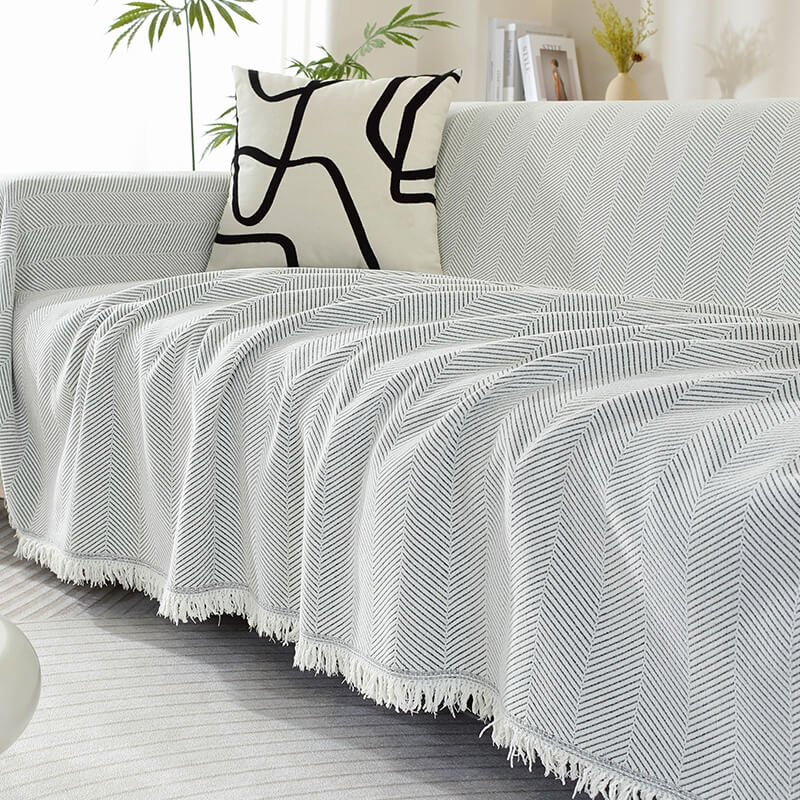 Soft Plush Throw Blanket with Tassels for Sofa