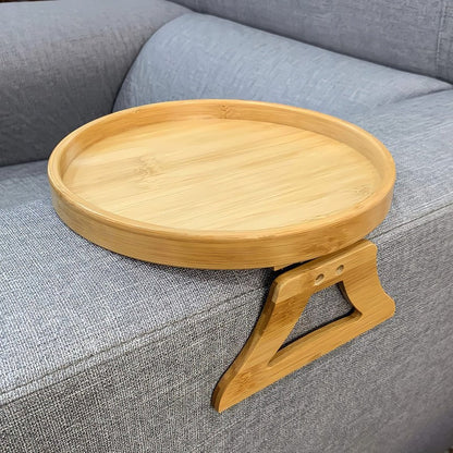 Rustic Wood Side Table for Sofa Armrest