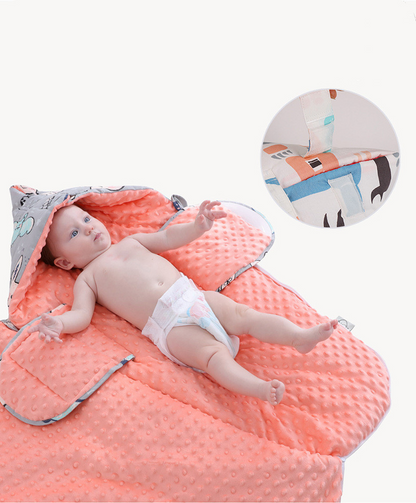 Soft Baby Sleep Sack with Hooded Minky Blanket