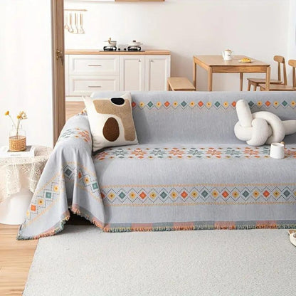 Chic Couch Slipcover with Tassels and Grip Bottom - Fesara