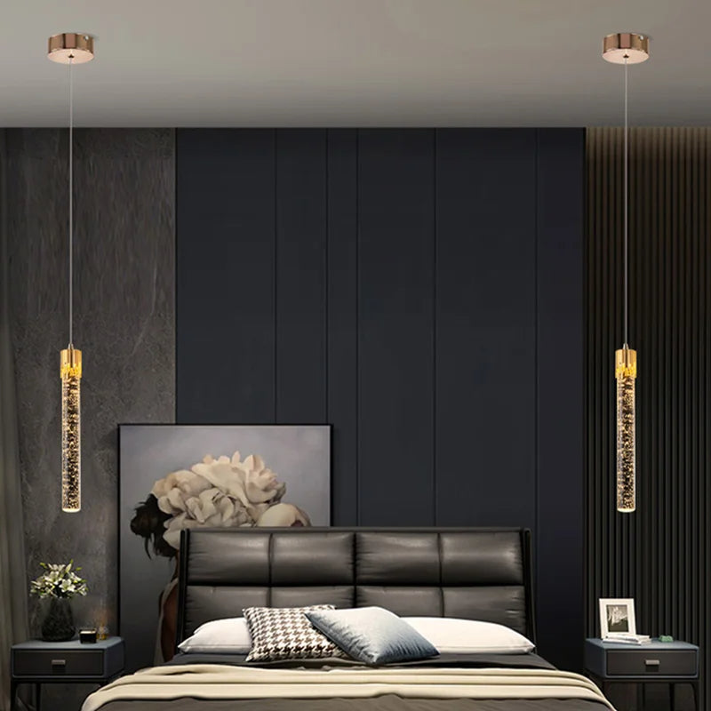 Clear Glass Cylinder Pendant Light