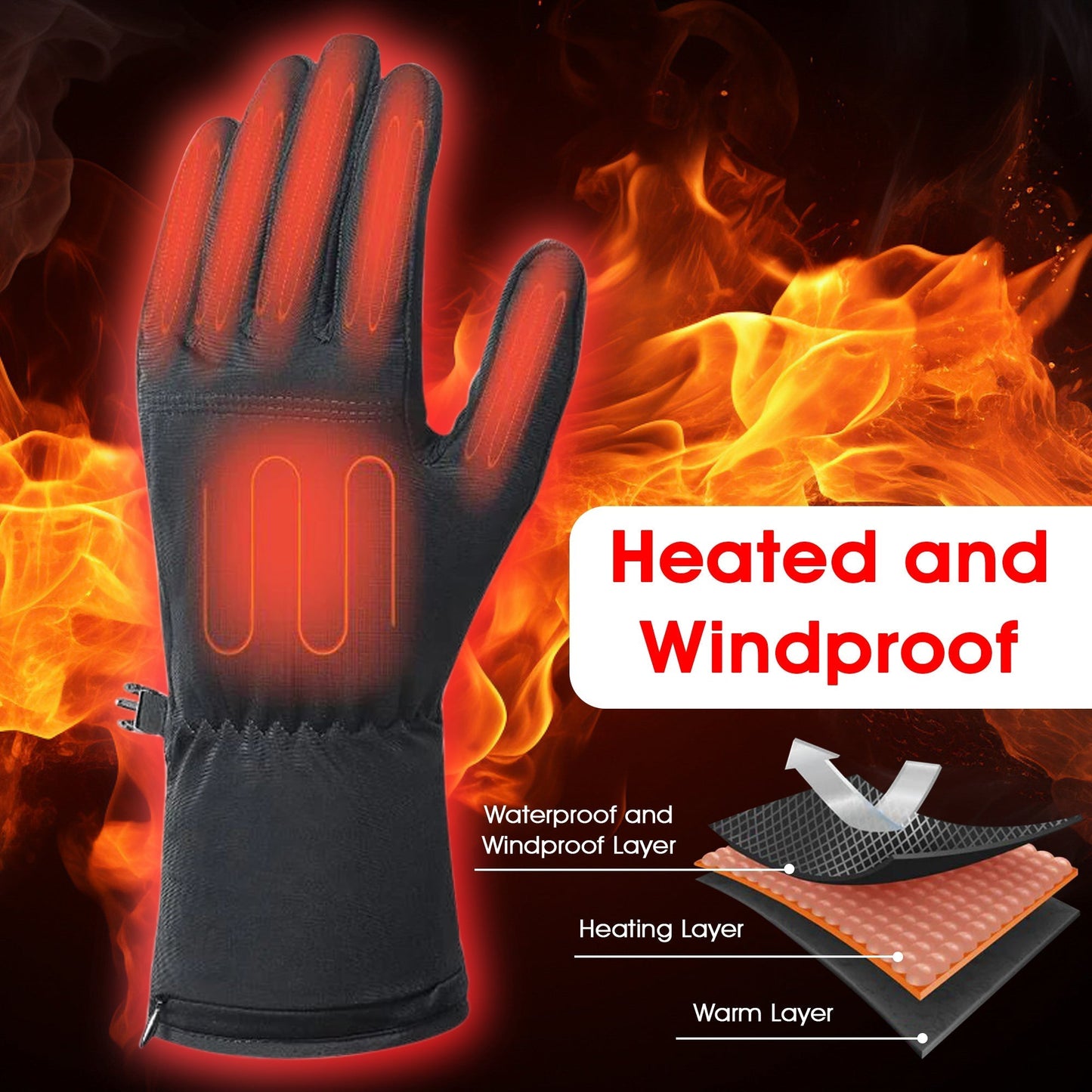 Warm Rechargeable Gloves with 3 Heat Settings