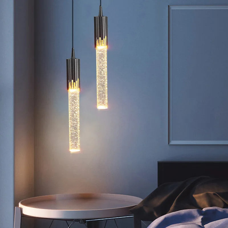 Clear Glass Cylinder Pendant Light