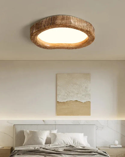 Rustic Wooden Round Ceiling Light