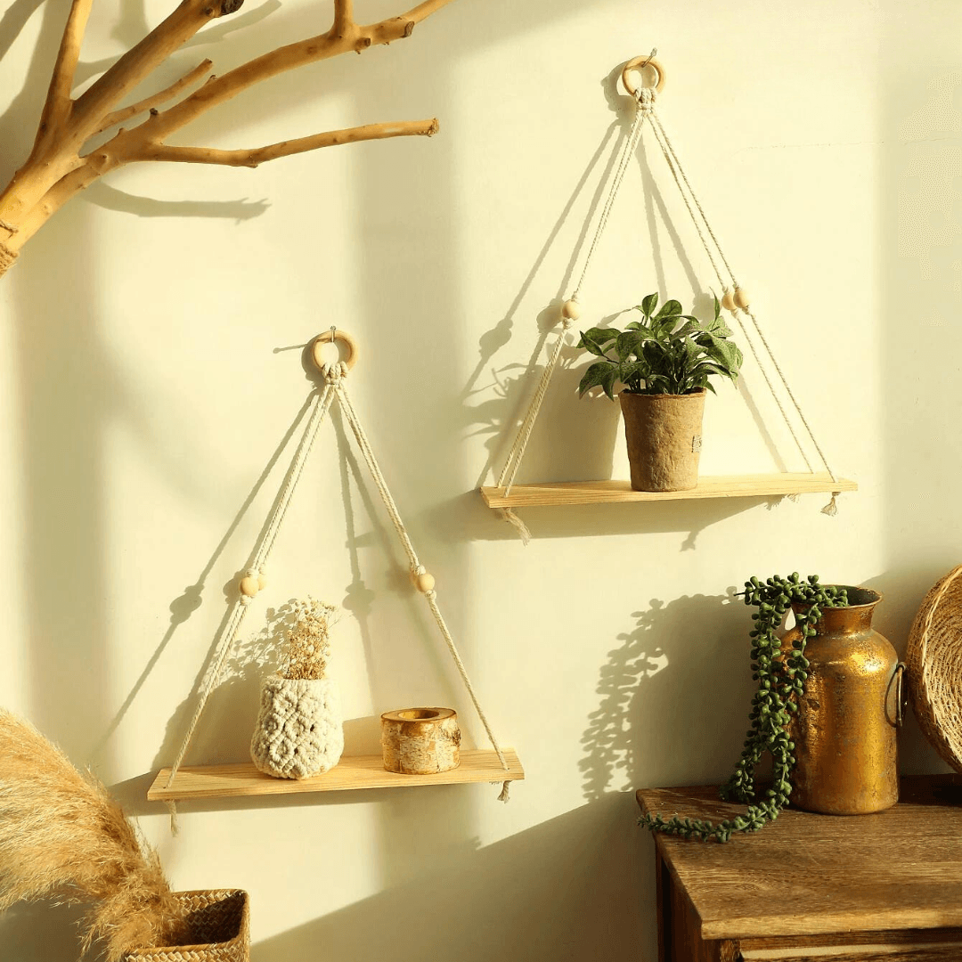 Rustic Macrame Wood Wall Decor